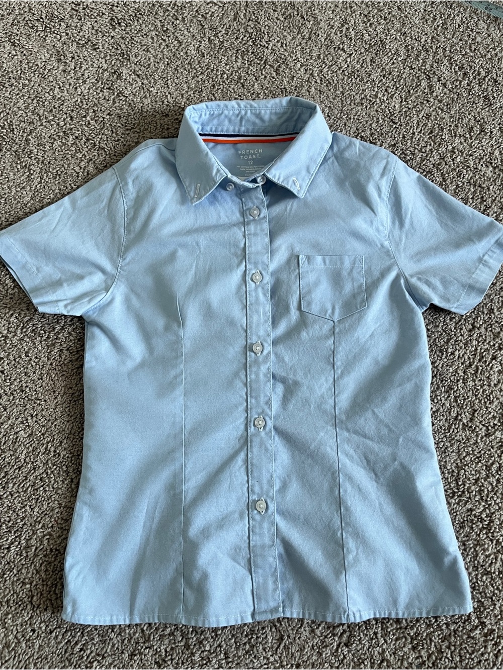 Girls French Toast Light Blue Short Sleeve Shirt - Size 12